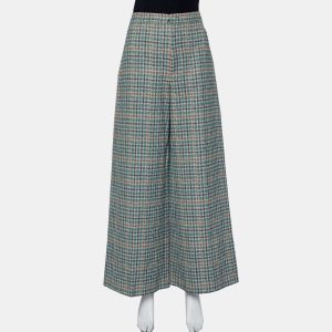 Isabel Marant Green Prince Of Wales Checkered Cotton Wide Leg Telis Trousers M, Clothing - Luxury Closet catalog