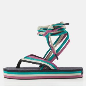 Isabel Marant Multicolor Canvas Tuoni Striped Thong Sandals Size 41, Sandals - Luxury Closet