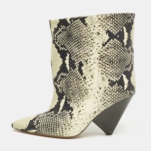 Isabel Marant Black/Beige Snakeskin Embossed Leather Miyako Ankle Boots Size 37, Boots - Luxury Closet catalog