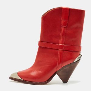 Isabel Marant Red Leather Lamsy Ankle Boots Size 37, Boots - Luxury Closet catalog