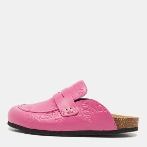 J.W.Anderson Pink Embossed Leather Flat Mules Size 37, Flats - Luxury Closet