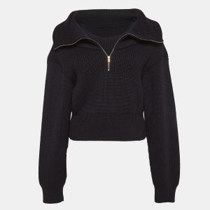 Jacquemus Black Wool Knit Double Layered Sweater XL, Sweaters & Cardigans - Luxury Closet