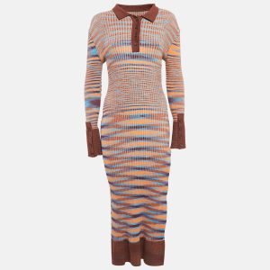 Jacquemus Brown Rib Knit La Robe Zucca Midi Dress M, Dresses - Luxury Closet