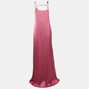 Jacquemus La Robe Stretch Satin Open-Back Mentalo Maxi Dress L, Dresses - Luxury Closet