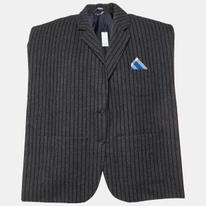 Jacquemus Grey Striped Cotton & Wool La Veste Structured Blazer M, Coats & Jackets - Luxury Closet catalog