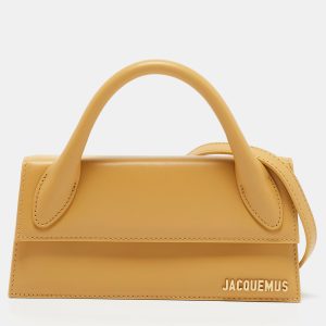 Jacquemus Mustard Leather Long Le Chiquito Top Handle Bag, Satchels - Luxury Closet catalog