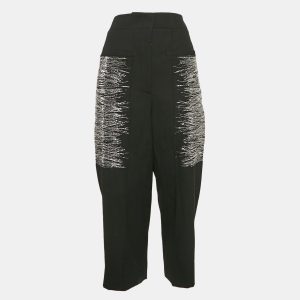 Jil Sander Black Metallic Embroidered Wool Straight Trousers S, Clothing - Luxury Closet catalog