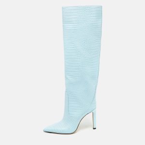 Jimmy Choo Blue Croc Embossed Leather Knee Length Boots Size 39, Boots - Luxury Closet catalog