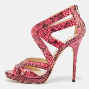 Jimmy Choo Pink Python Collar Platform Sandals Size 41, Sandals - Luxury Closet