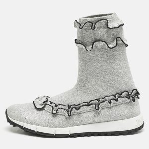 Jimmy Choo Silver Ruffle Knit Fabric Eugene Sneakers Size 38, Athletic Shoes & Sneakers - Luxury Closet