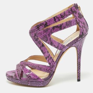 Jimmy Choo Purple Python Collar Platform Sandals Size 41, Sandals - Luxury Closet