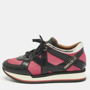 Jimmy Choo Tricolor Fabric and Leather Mix Trainer Lace Up Sneakers Size 36.5, Athletic Shoes & Sneakers - Luxury Closet