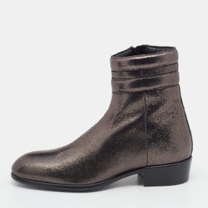 Jimmy Choo Metallic Dark Brown Leather Jimi Ankle Boots Size 40, Boots - Luxury Closet catalog