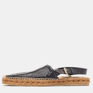 Jimmy Choo Black Mesh and Leather Slingback Espadrille Size 41, Sandals - Luxury Closet