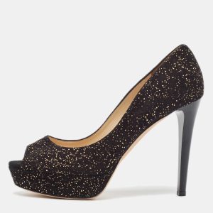 Jimmy Choo Black Suede Dahlia Peep Toe Pumps Size 39, Pumps - Luxury Closet