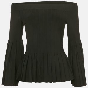 Jonathan Simkhai Black Stretch Knit Flared Off-Shoulder Top XS, Shirts & Tops - Luxury Closet catalog