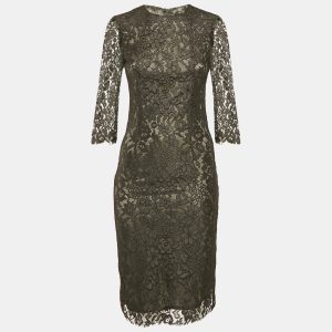Joseph Dark Green Floral Lace Short Dress S, Dresses - Luxury Closet catalog
