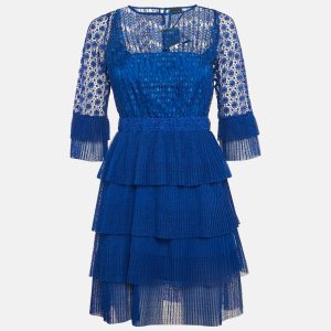 Just Cavalli Blue Lace Tiered Mini Dress S, Dresses - Luxury Closet catalog