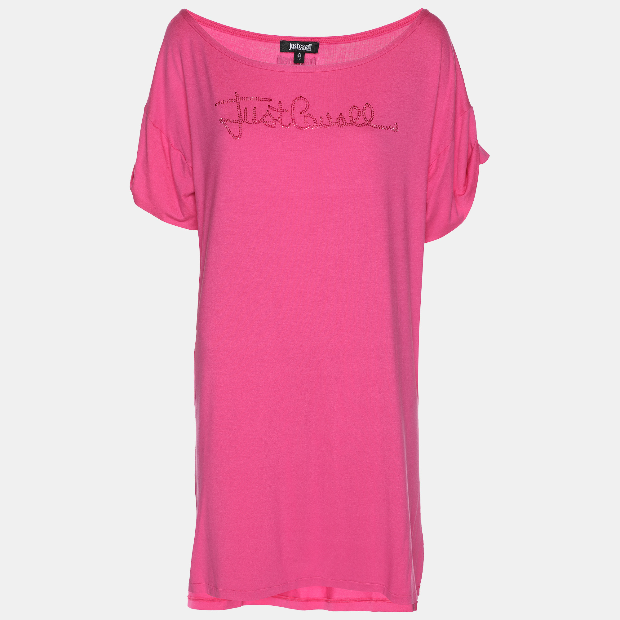 Just Cavalli Pink Jersey Logo Tops L, Shirts & Tops - Luxury Closet