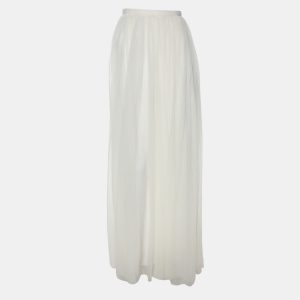 Kage Off White Knit Fabric Pleated Maxi Skirt S, Skirts - Luxury Closet