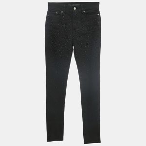 Karl Lagerfeld Black Studded Denim Skinny Jeans S Waist 27", Jeans - Luxury Closet