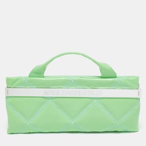 Karl Lagerfeld Light Green Logo Quilted Leather K/Kross Baguette Bag, Satchels - Luxury Closet catalog