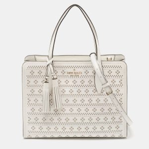 Kate Spade White Perforated Leather Rowe Tote, Tote Handbags - Luxury Closet catalog