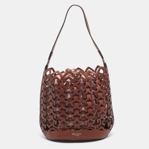 Kate Spade Brown Leather Medium Dorie Bucket Bag, Shoulder Bags - Luxury Closet catalog
