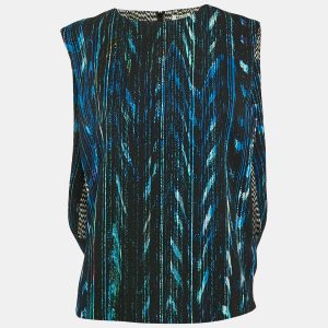 Kenzo Black/Multicolor Textured Synthetic Round Neck Sleeveless Top M, Shirts & Tops - Luxury Closet
