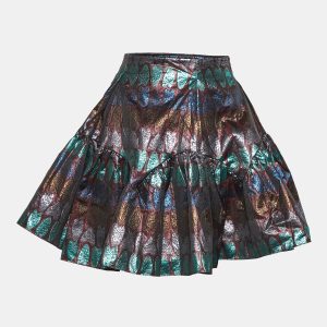Kenzo Multicolor Metallic Brocade Mini Skirt S, Skirts - Luxury Closet