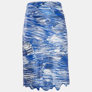 Kenzo Blue Printed Cotton Blend Embroidered Hem Skirt S, Skirts - Luxury Closet