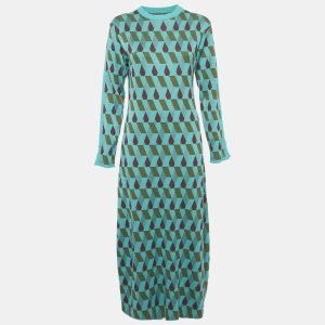 La Doublej. Green Diamond Jacquard Knit Leisure Dress XS, Dresses - Luxury Closet