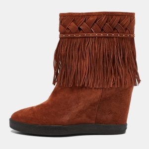 Le Silla Brown Suede Fringe Ankle Boots Size 38.5, Boots - Luxury Closet catalog