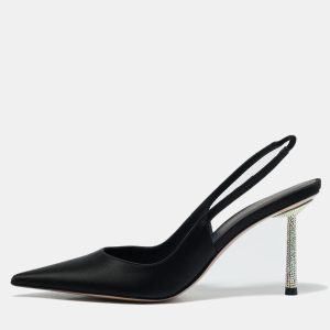 Le Silla Black Bella Satin Slingback Pumps Size 41, Pumps - Luxury Closet