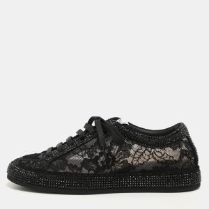 Le Silla Black Lace and Mesh Rhinestone Low Top Sneakers Size 37.5, Athletic Shoes & Sneakers - Luxury Closet