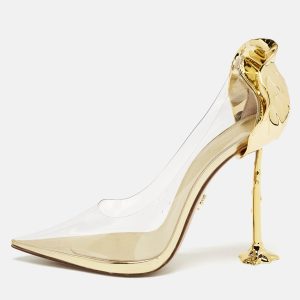 Le Silla Transparent/Gold PVC and Leather Petalo Pumps Size 38.5, Pumps - Luxury Closet catalog