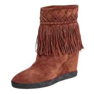 Le Silla Brown Suede Fringe Ankle Boots Size 37, Boots - Luxury Closet