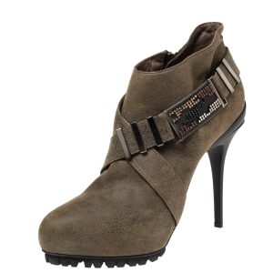 Le Silla Olive Green Suede Stivaletto Ankle Boots Size 38, Boots - Luxury Closet catalog