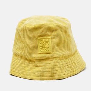 Loewe Yellow Cotton Corduroy Anagram Patch Bucket Hat Size 58, Apparel & Accessories - Luxury Closet
