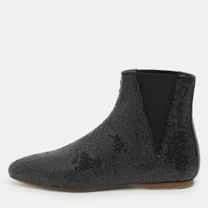 Loewe Black Sequin Embellished Chelsea Ankle Boots Size 37, Boots - Luxury Closet