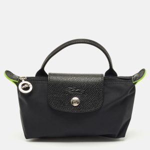 Longchamp Black Leather and Nylon Le Pliage Pouch, Clutches & Special Occasion Bags - Luxury Closet catalog