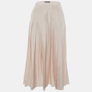 Loro Piana Pink Silk Pleated Midi Skirt S, Skirts - Luxury Closet