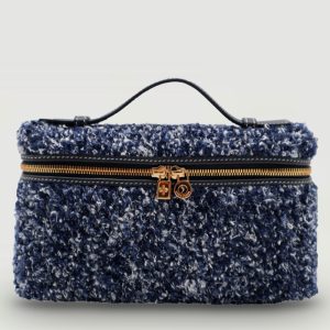 Loro Piana Denim/ Navy Blue Silk Cotton Blend Extra Pocket L19 Pouch, Clutches & Special Occasion Bags - Luxury Closet