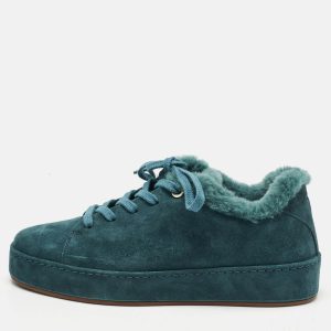 Loro Piana Teal Green Suede and Fur Winter Nuages Sneakers Size 36, Athletic Shoes & Sneakers - Luxury Closet