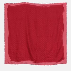 Louis Vuitton Red Silk Wool Monogram Scarf, Scarves & Shawls - Luxury Closet