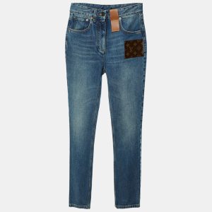 Louis Vuitton Blue Denim Monogram Patch High Waist Jeans S, Jeans - Luxury Closet catalog