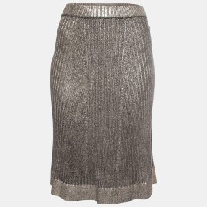 Louis Vuitton Metallic Gold Ribbed Knit A-Line Skirt L, Skirts - Luxury Closet