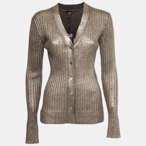 Louis Vuitton Gold Rib Knit Coated  Wool Cardigan S, Sweaters & Cardigans - Luxury Closet catalog