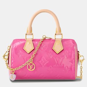 Louis Vuitton Pink Patent Leather Nano Speedy Handbag, Tote Handbags - Luxury Closet