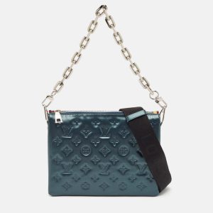 Louis Vuitton Metallic Teal Blue Monogram Embossed Leather Coussin PM Bag, Shoulder Bags - Luxury Closet catalog